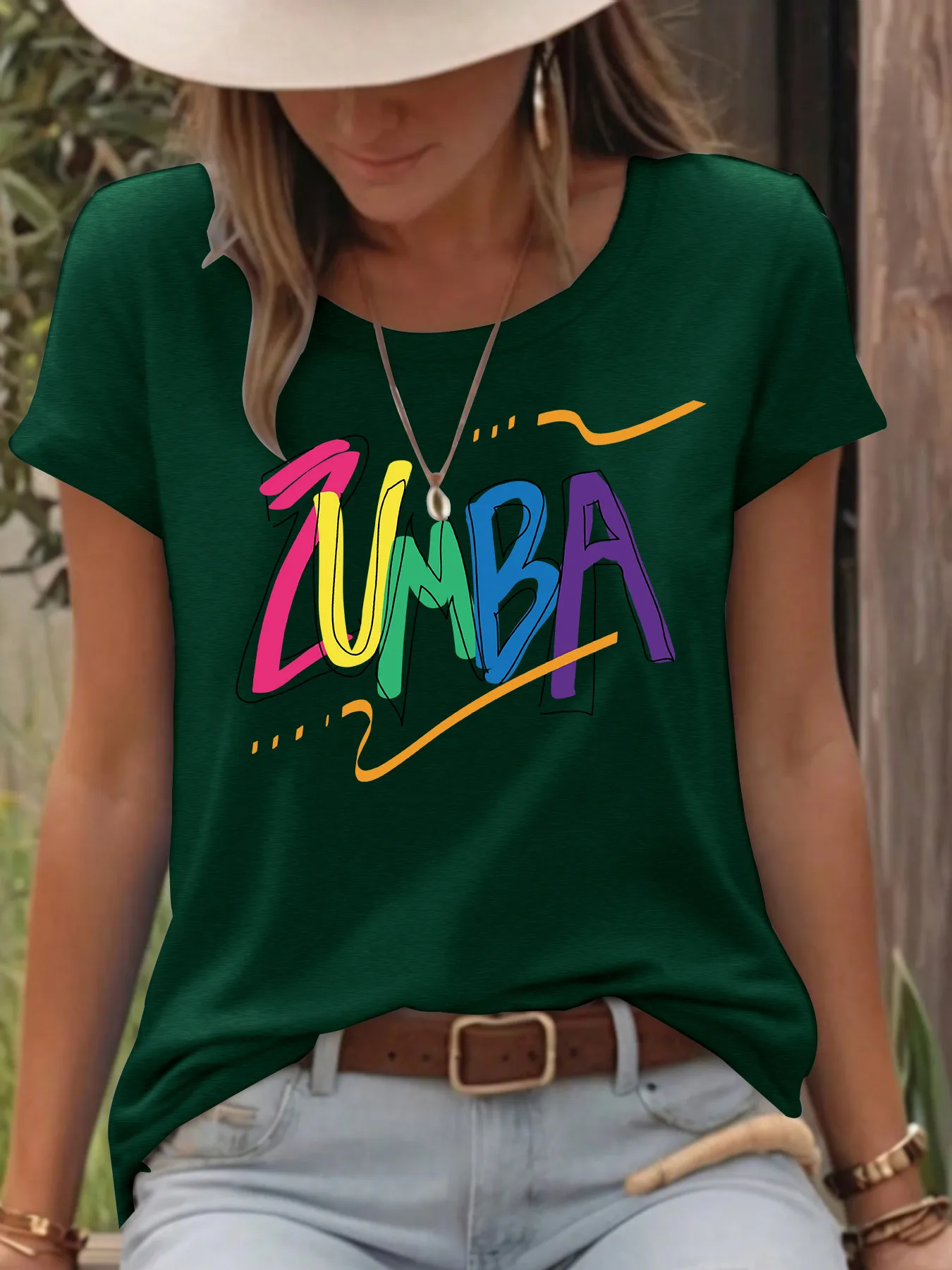Women's T-shirt Short Sleeve T-Shirts Printing Casual Pastoral Streetwear Vocabulary Words/Name Graffiti display picture 3