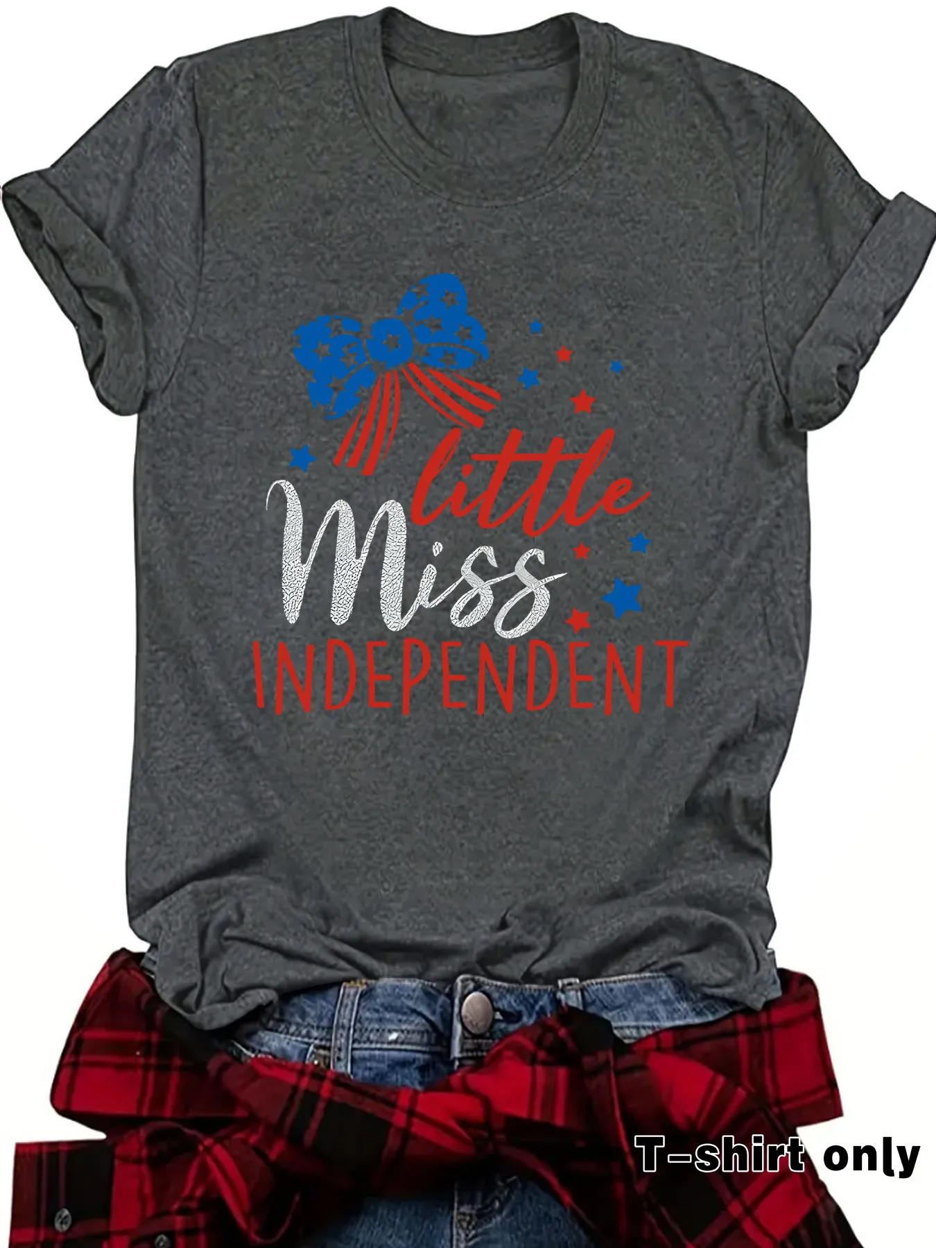 Women's T-shirt Short Sleeve T-Shirts Printing Casual Pastoral Streetwear Vocabulary Words/Name American Flag display picture 3
