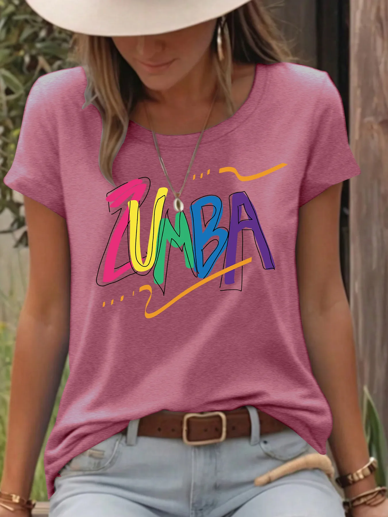 Women's T-shirt Short Sleeve T-Shirts Printing Casual Pastoral Streetwear Vocabulary Words/Name Graffiti display picture 6