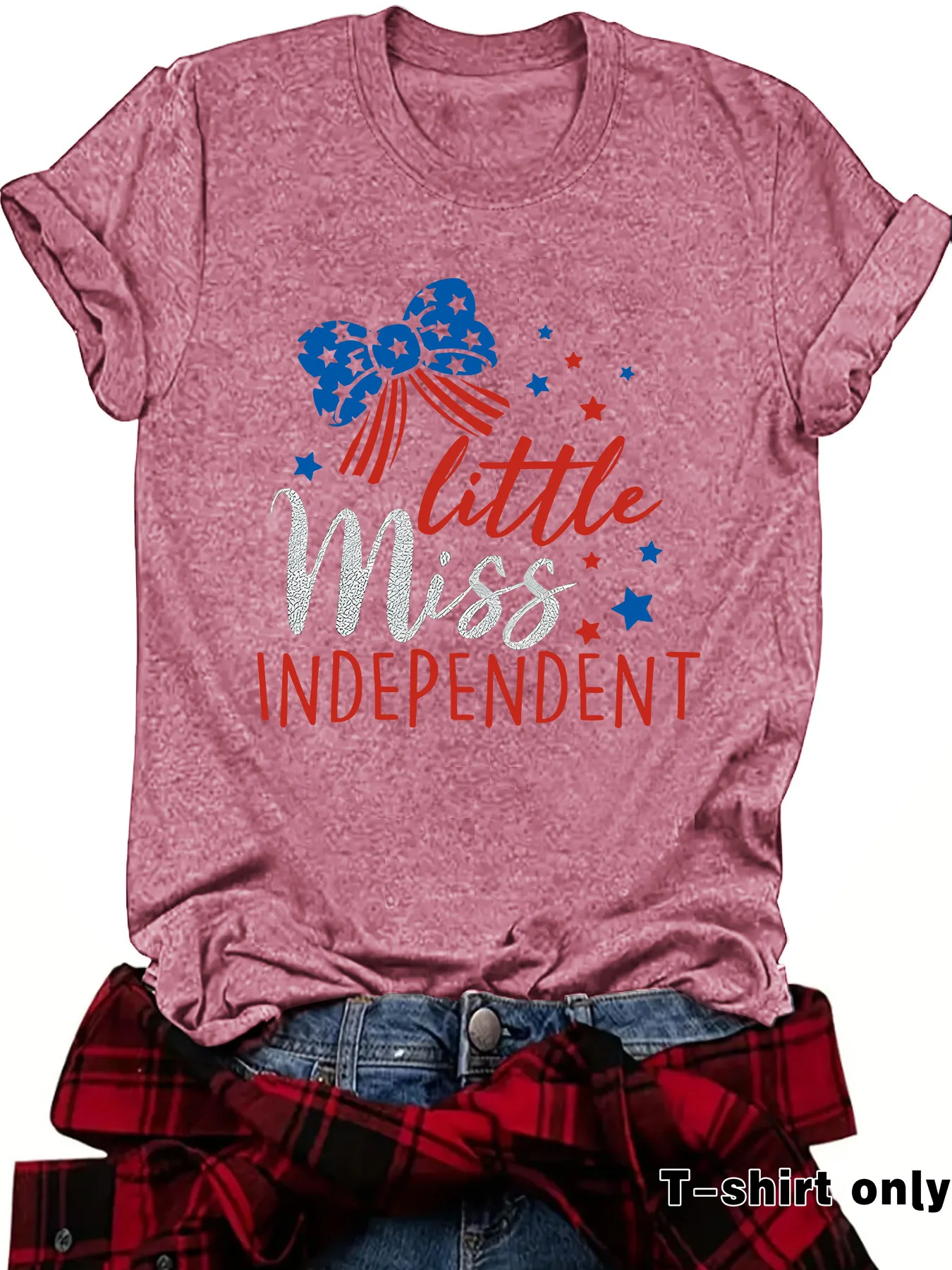 Women's T-shirt Short Sleeve T-Shirts Printing Casual Pastoral Streetwear Vocabulary Words/Name American Flag display picture 6