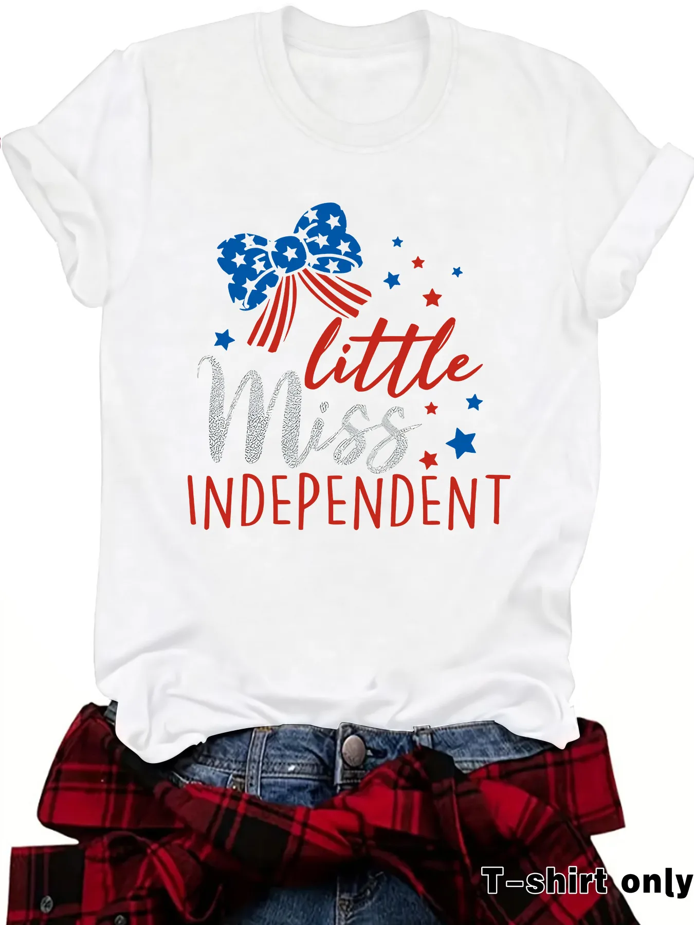 Women's T-shirt Short Sleeve T-Shirts Printing Casual Pastoral Streetwear Vocabulary Words/Name American Flag display picture 7