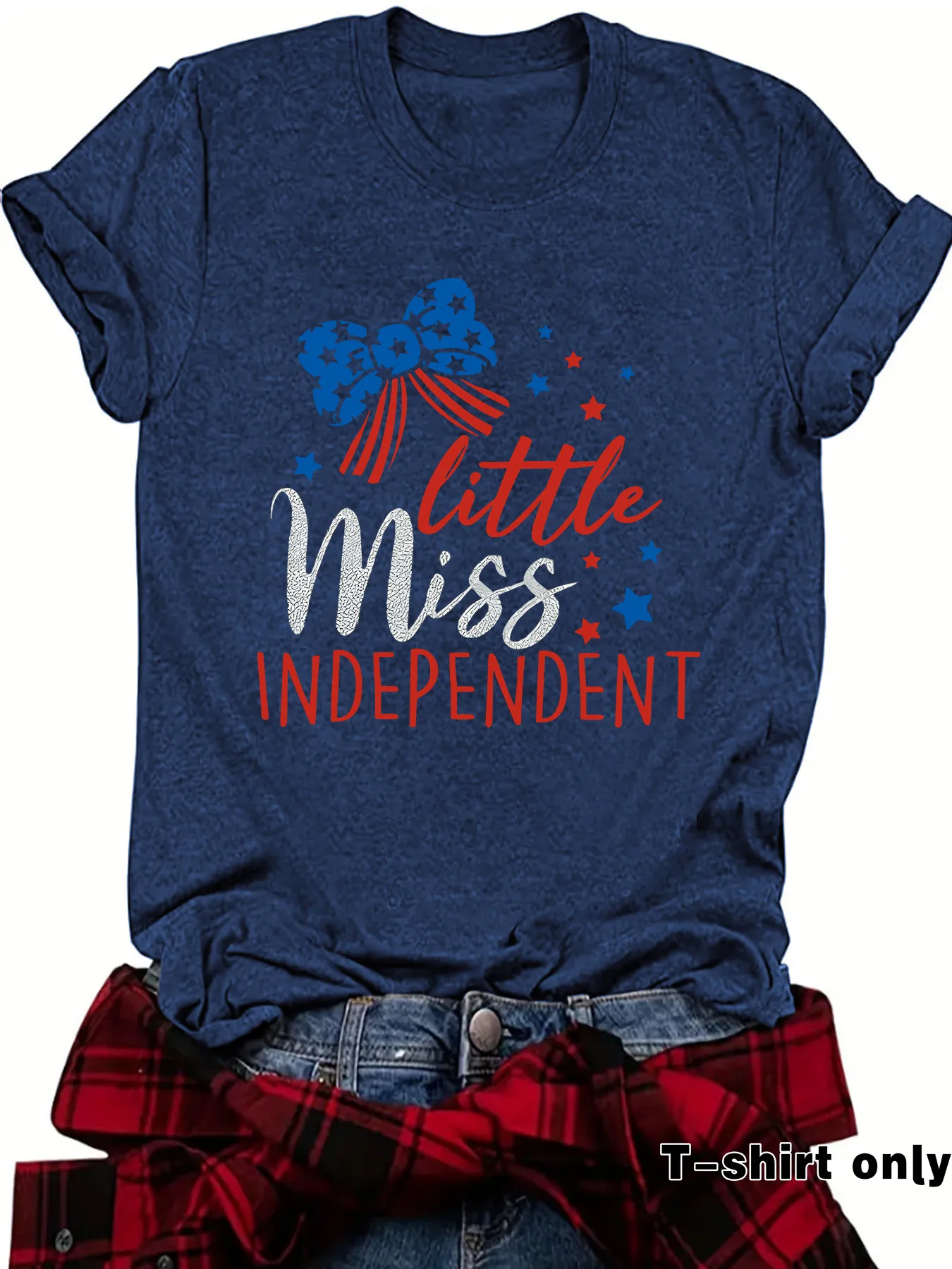 Women's T-shirt Short Sleeve T-Shirts Printing Casual Pastoral Streetwear Vocabulary Words/Name American Flag display picture 8