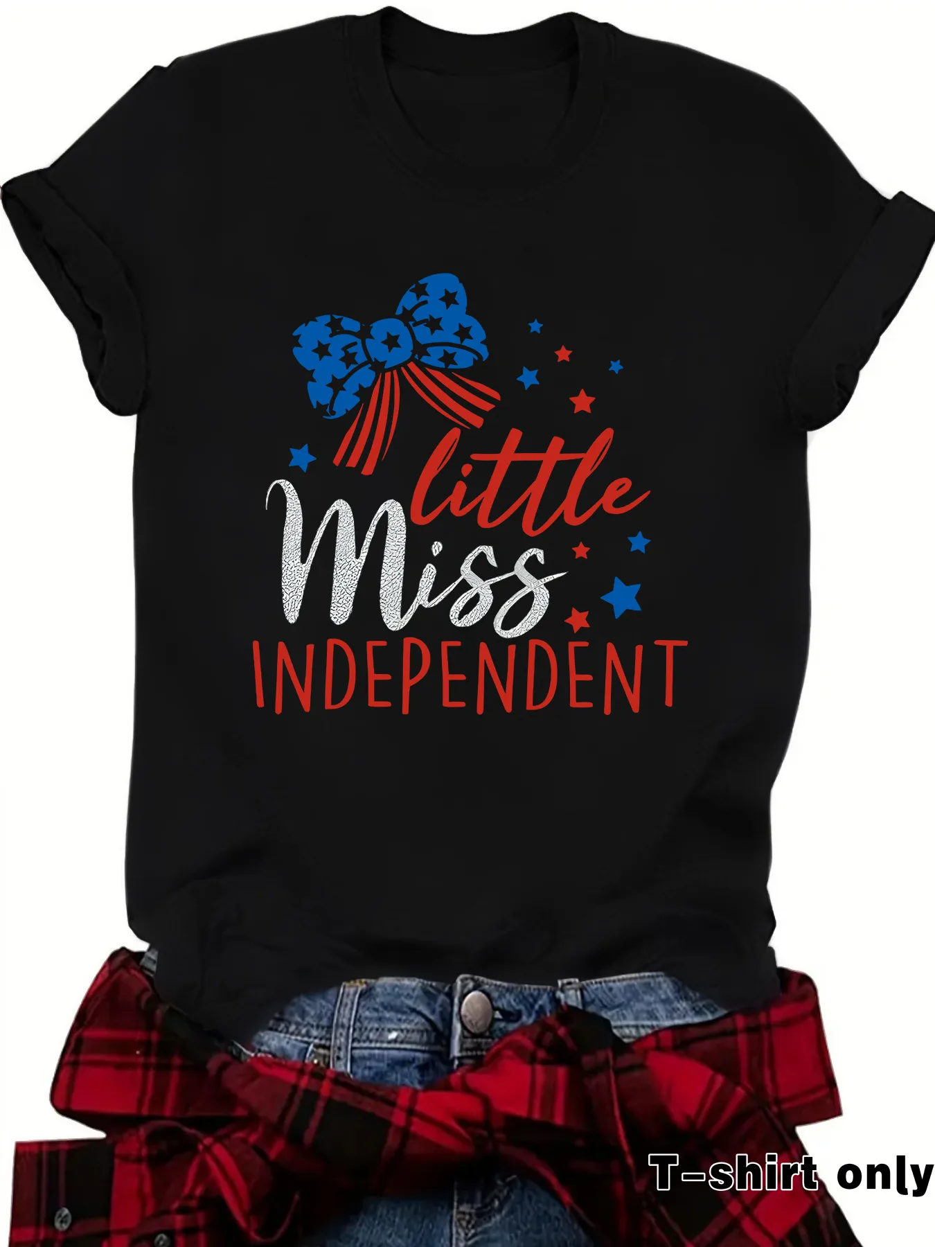 Women's T-shirt Short Sleeve T-Shirts Printing Casual Pastoral Streetwear Vocabulary Words/Name American Flag display picture 9