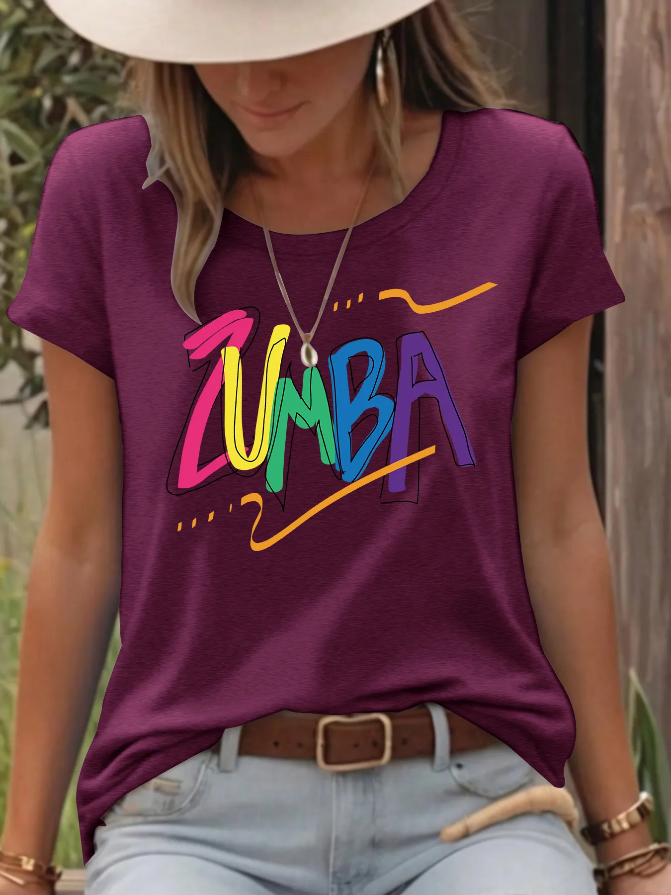 Women's T-shirt Short Sleeve T-Shirts Printing Casual Pastoral Streetwear Vocabulary Words/Name Graffiti display picture 10
