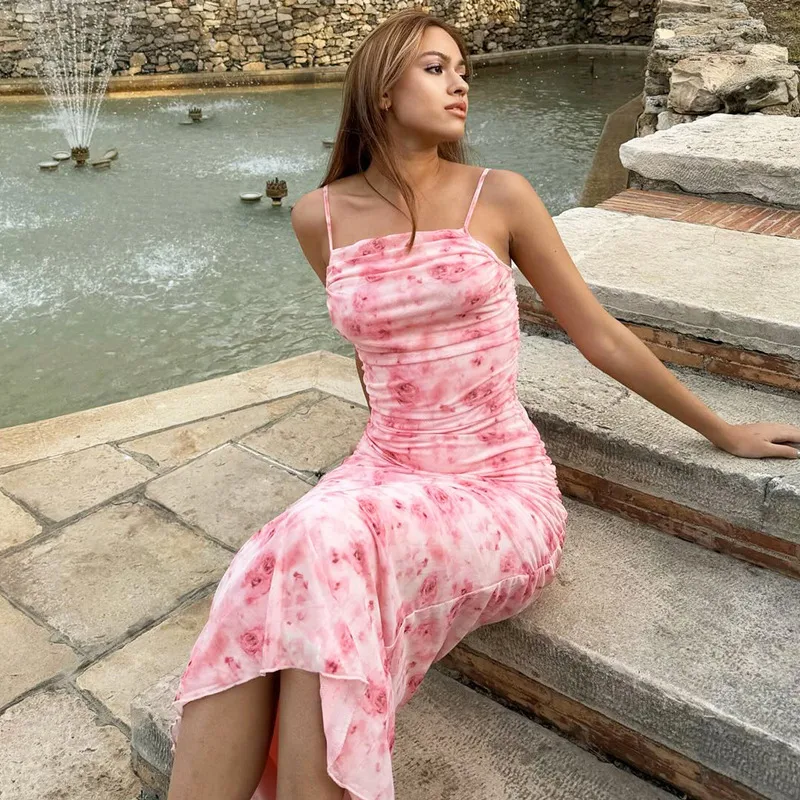 Women's Strap Dress Elegant Strap Sleeveless Flower Maxi Long Dress Holiday Daily display picture 2