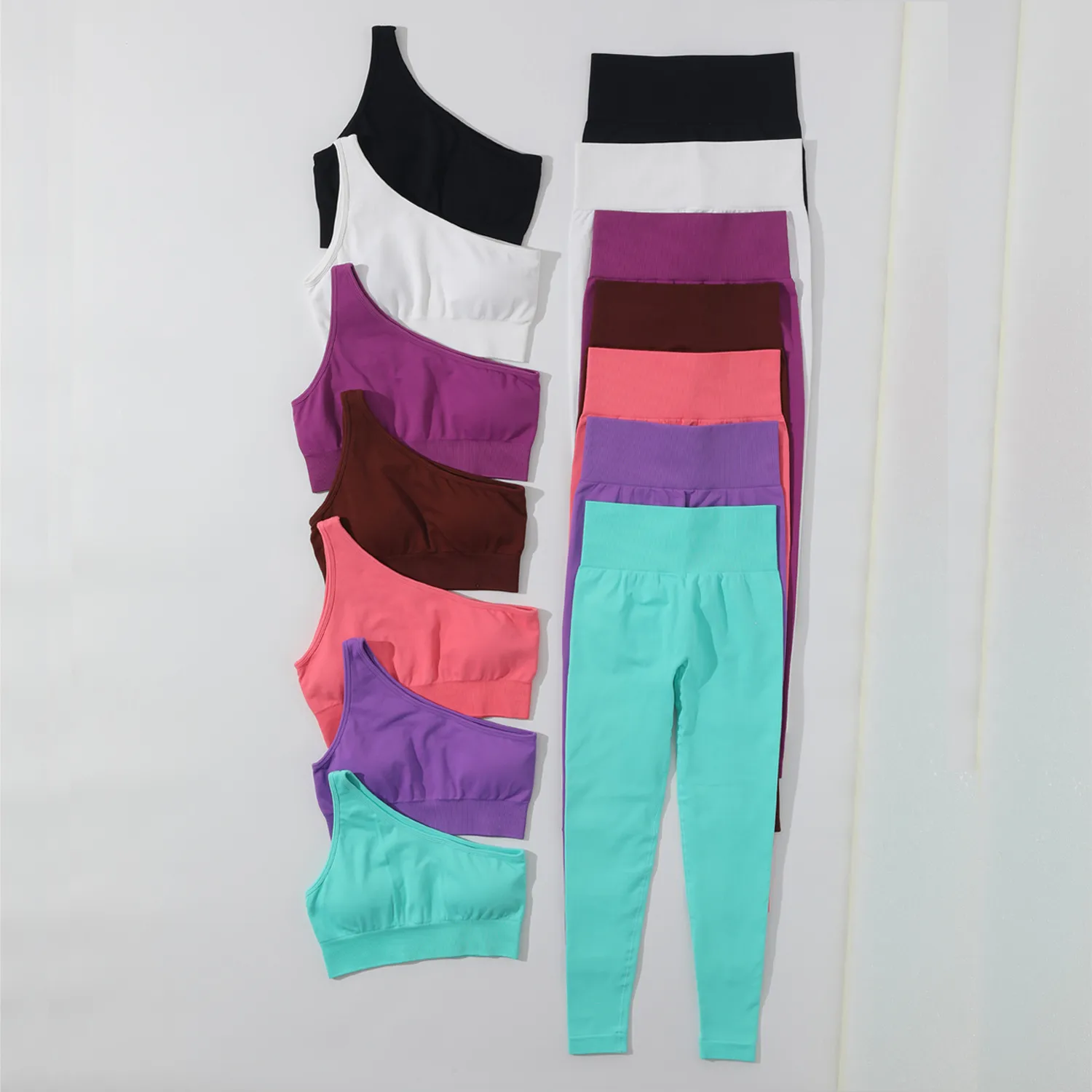 Basic Classic Style Solid Color Nylon Spandex Racerback Neck Tracksuit Racerback Tank Tops Skinny Pants display picture 4