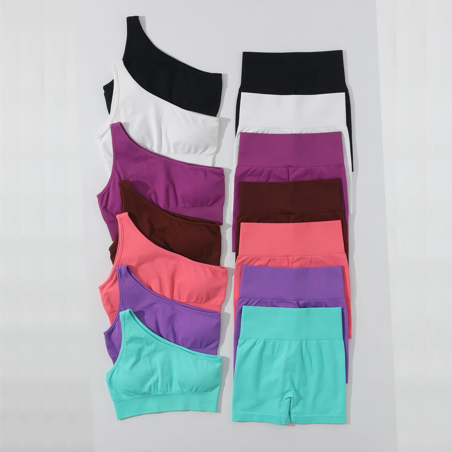 Basic Classic Style Solid Color Nylon Spandex Racerback Neck Tracksuit Racerback Tank Tops Skinny Pants display picture 6