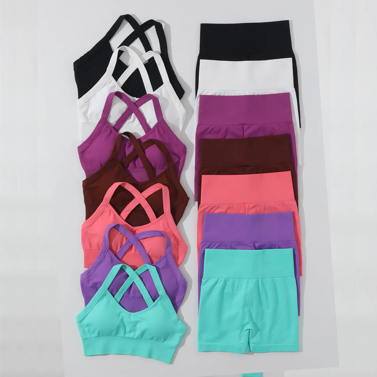 Basic Classic Style Solid Color Nylon Spandex Racerback Neck Tracksuit Racerback Tank Tops Skinny Pants display picture 7