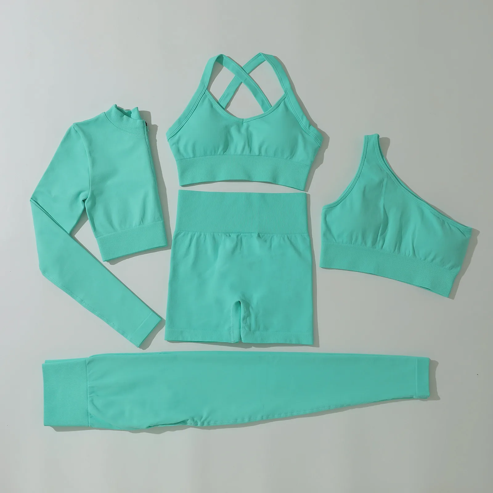 Basic Classic Style Solid Color Nylon Spandex Racerback Neck Tracksuit Racerback Tank Tops Skinny Pants display picture 11