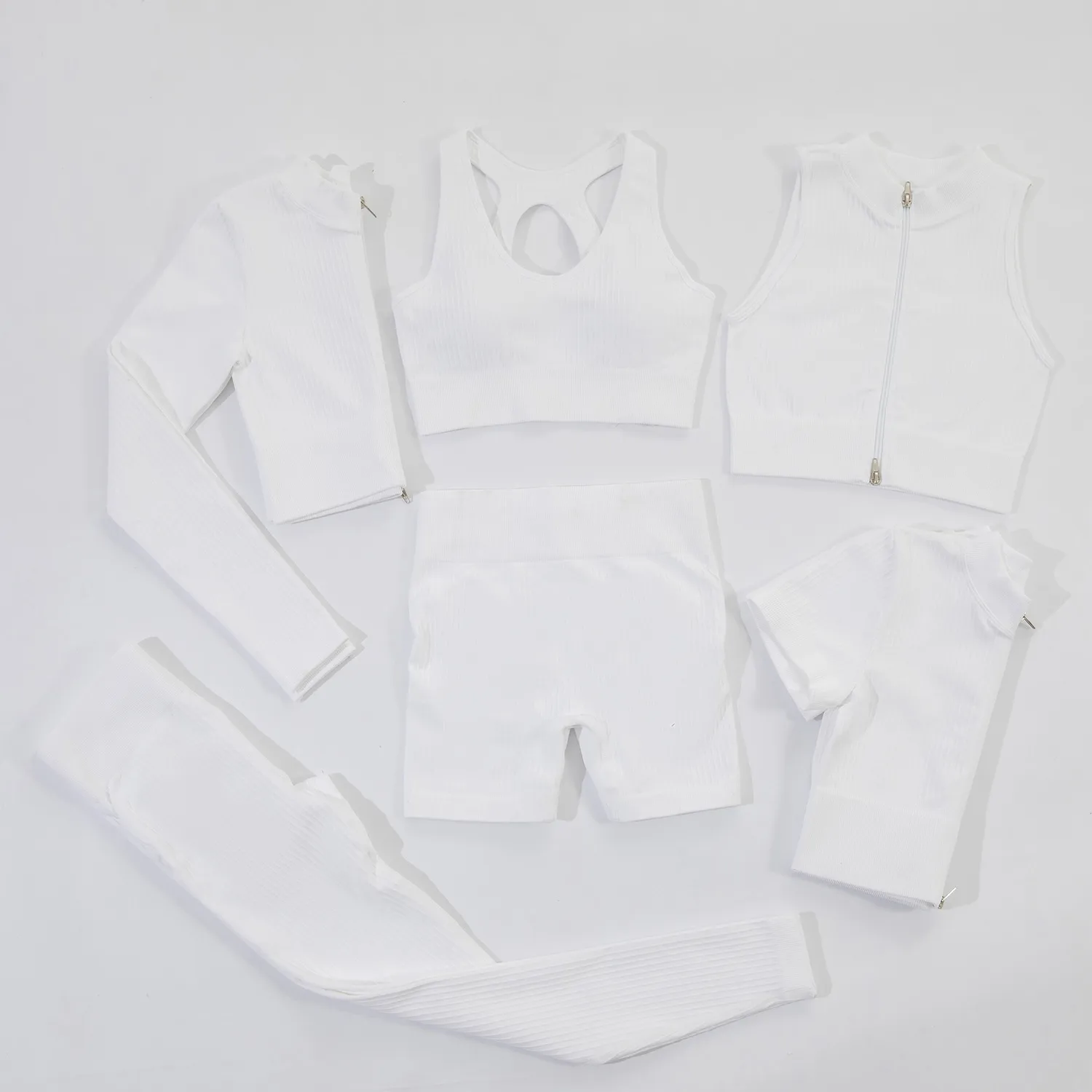 Casual Fitness Basic Solid Color Nylon Spandex Racerback Neck Tracksuit Racerback Tank Tops Skinny Pants display picture 2