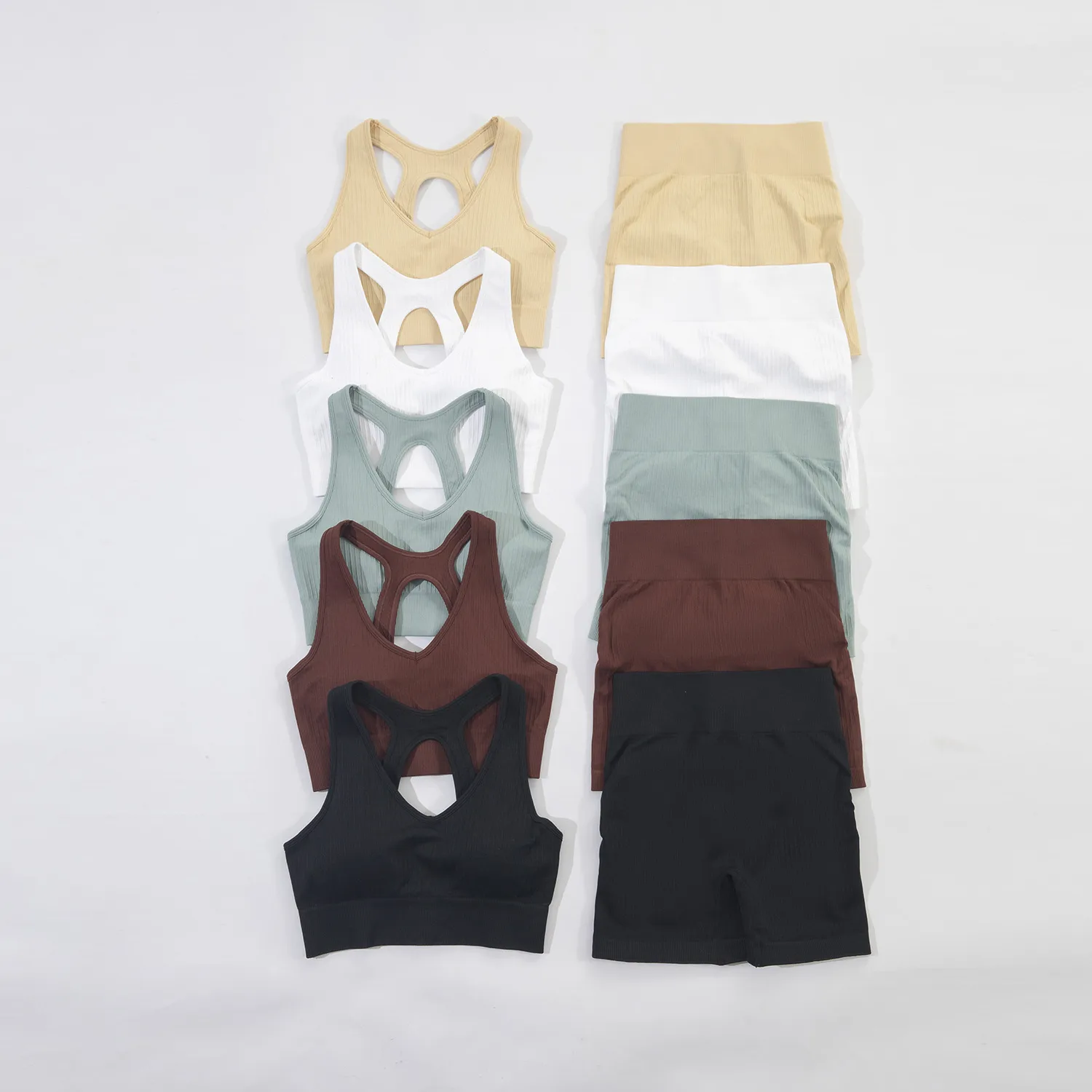 Casual Fitness Basic Solid Color Nylon Spandex Racerback Neck Tracksuit Racerback Tank Tops Skinny Pants display picture 3