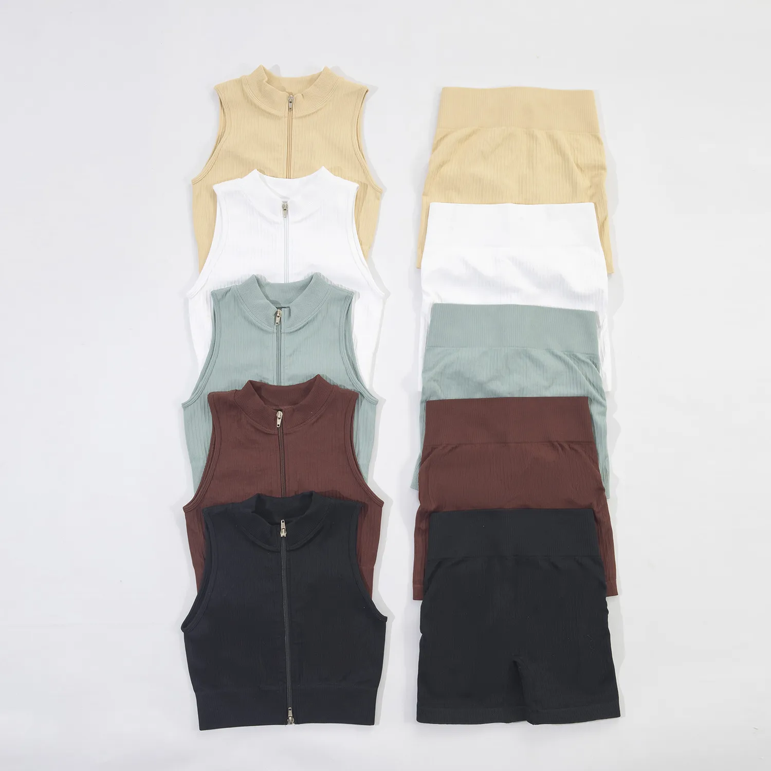 Casual Fitness Basic Solid Color Nylon Spandex Racerback Neck Tracksuit Racerback Tank Tops Skinny Pants display picture 5