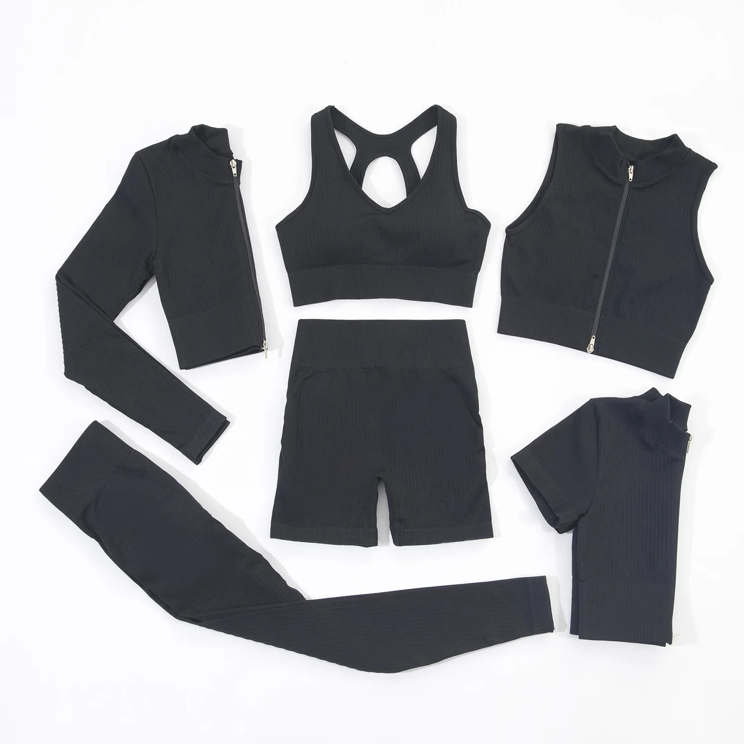 Casual Fitness Basic Solid Color Nylon Spandex Racerback Neck Tracksuit Racerback Tank Tops Skinny Pants display picture 7