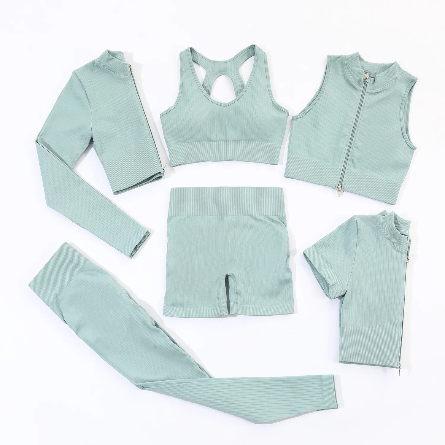 Casual Fitness Basic Solid Color Nylon Spandex Racerback Neck Tracksuit Racerback Tank Tops Skinny Pants display picture 15