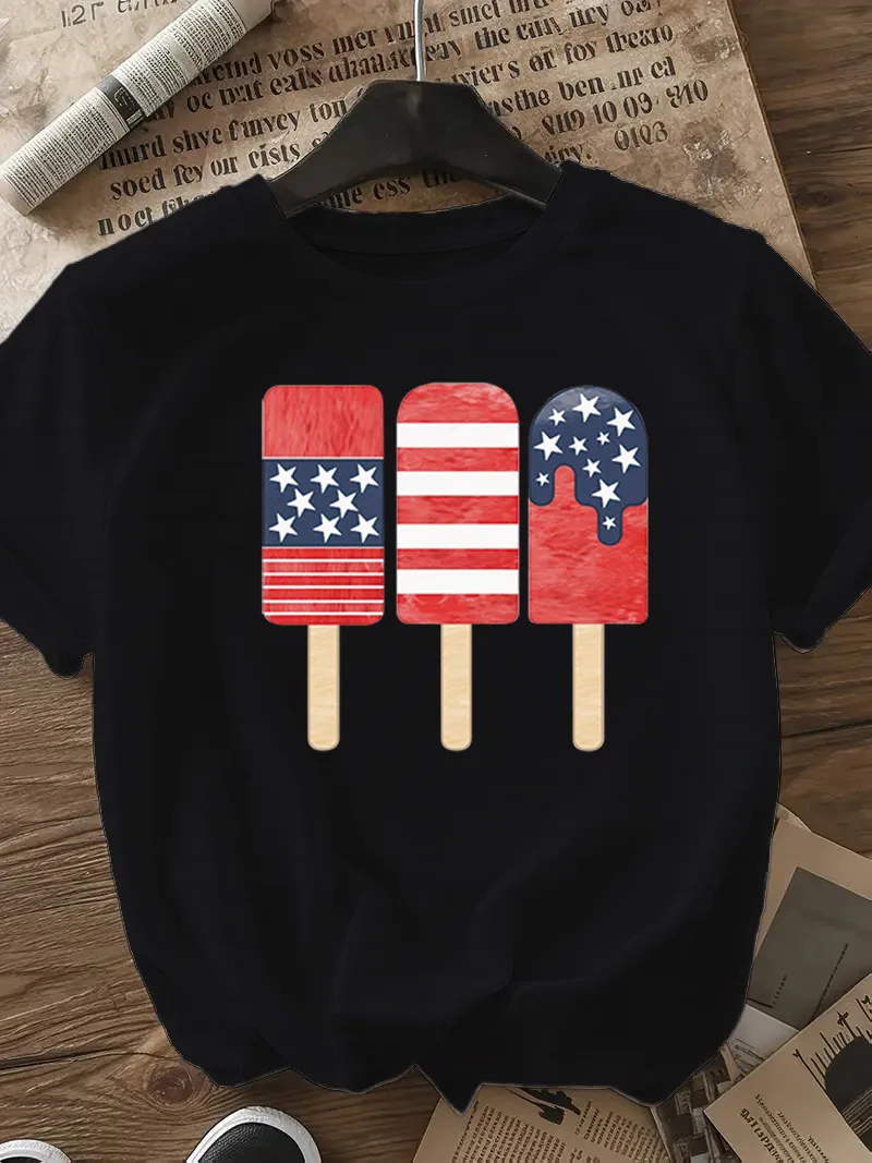 Women's T-shirt Short Sleeve T-Shirts Casual Ice Sucker Star Stripe display picture 13