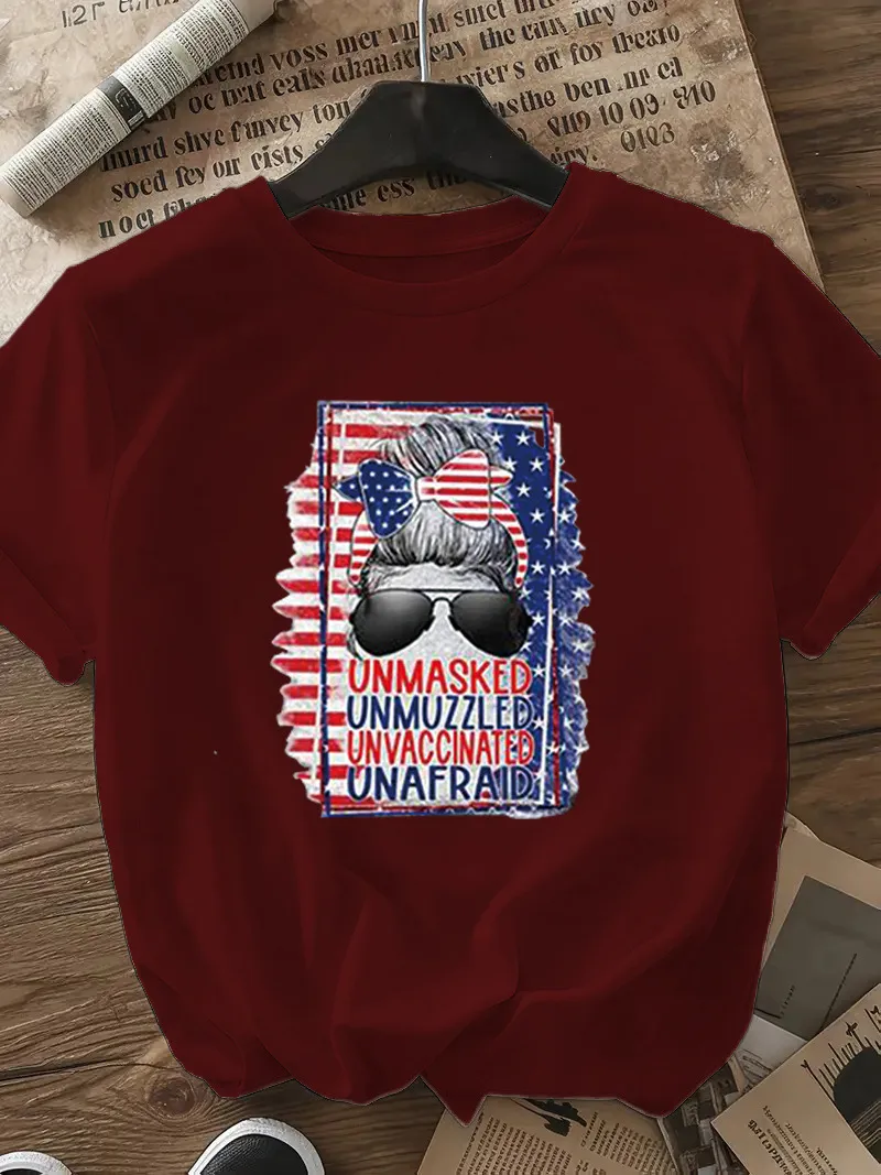 Women's T-shirt Short Sleeve T-Shirts Casual Vocabulary Words/Name Sunglasses Star display picture 28