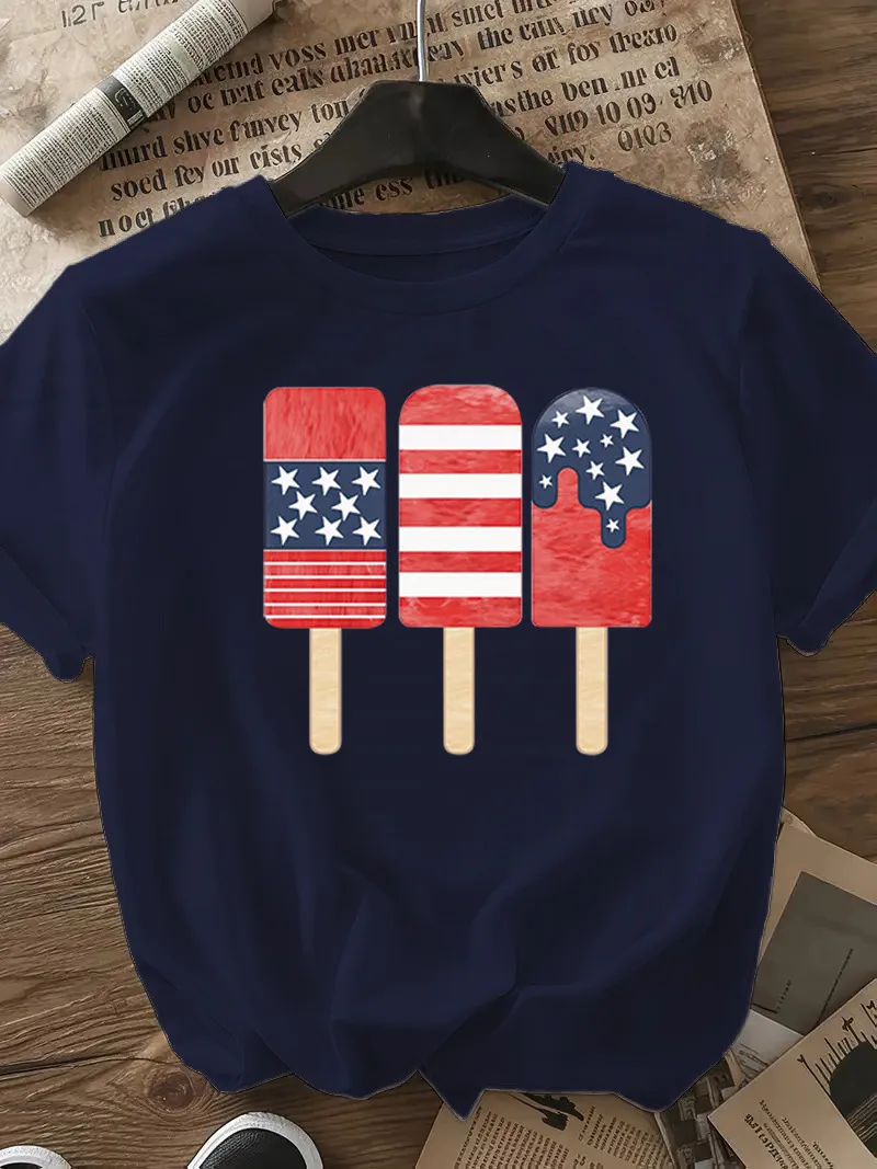 Women's T-shirt Short Sleeve T-Shirts Casual Ice Sucker Star Stripe display picture 12