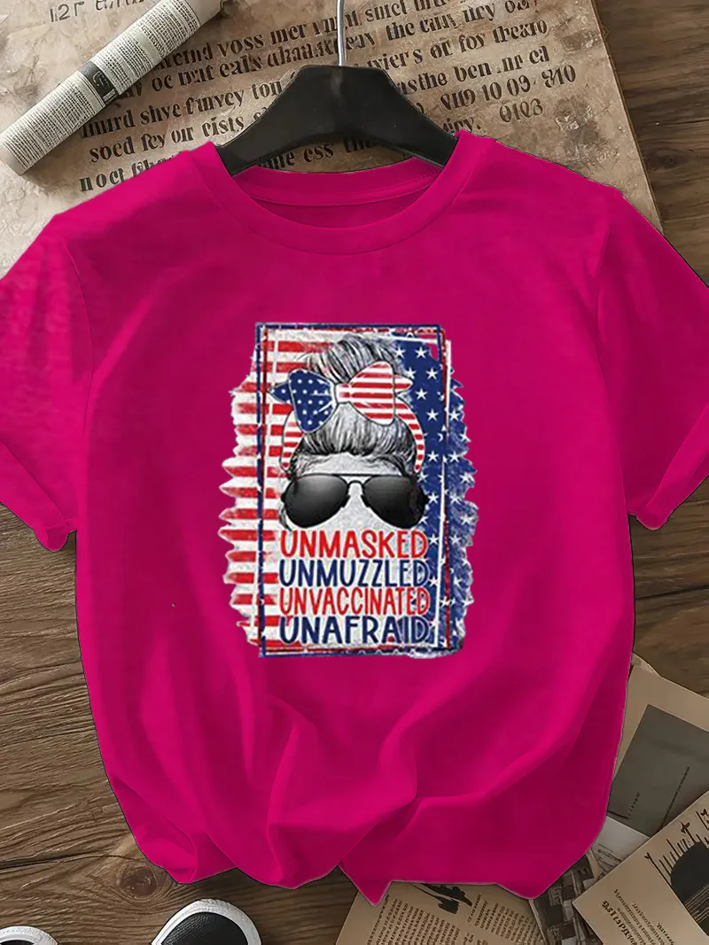 Women's T-shirt Short Sleeve T-Shirts Casual Vocabulary Words/Name Sunglasses Star display picture 22