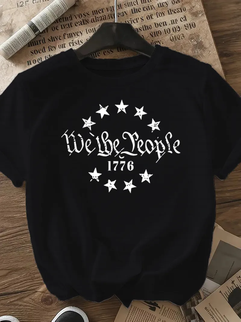 Women's T-shirt Short Sleeve T-Shirts Casual Slogan Number Star display picture 13
