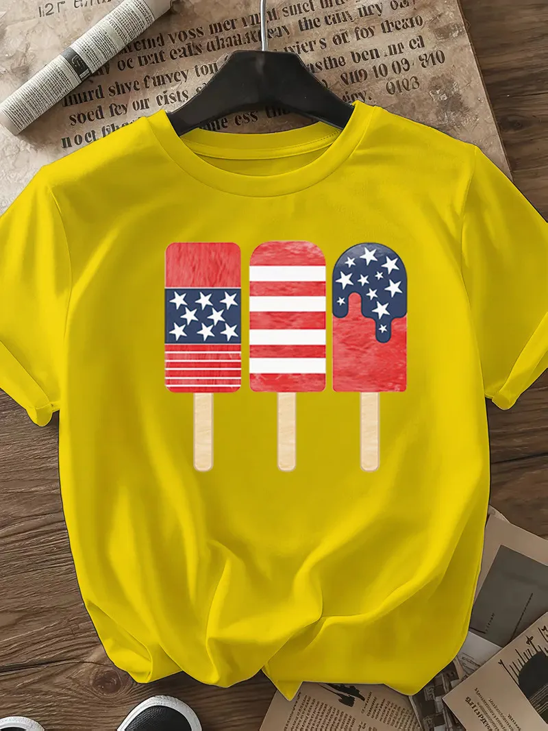 Women's T-shirt Short Sleeve T-Shirts Casual Ice Sucker Star Stripe display picture 22