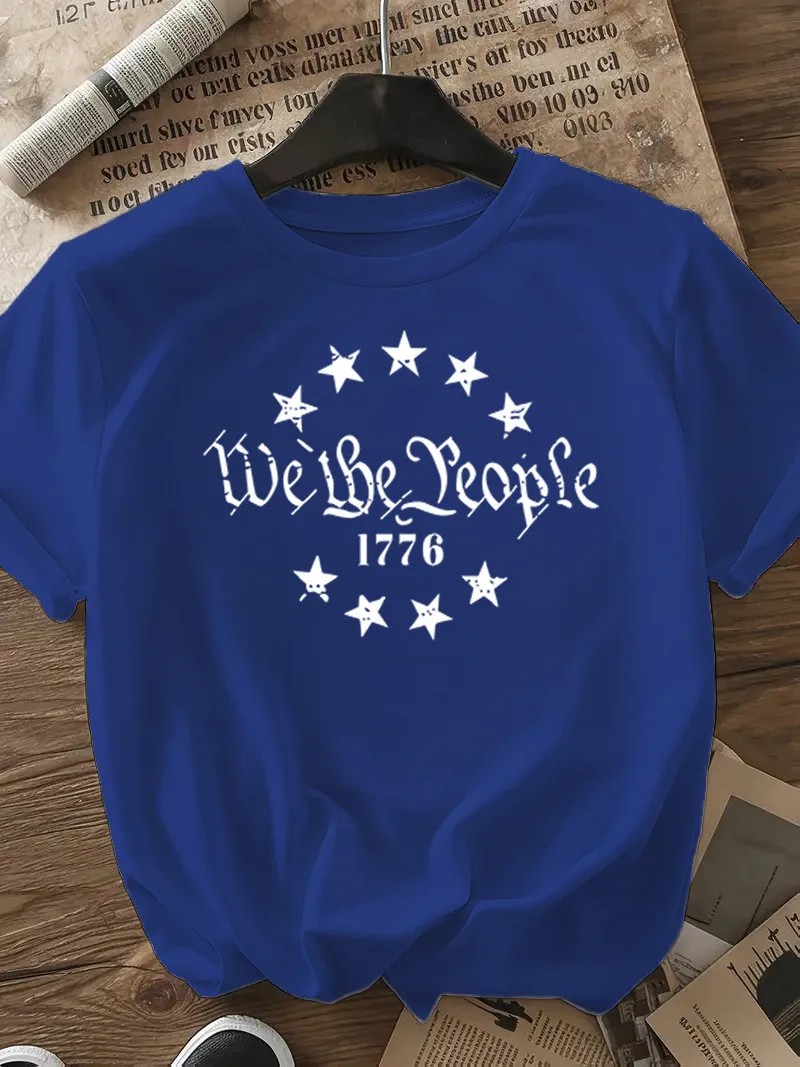 Women's T-shirt Short Sleeve T-Shirts Casual Slogan Number Star display picture 15