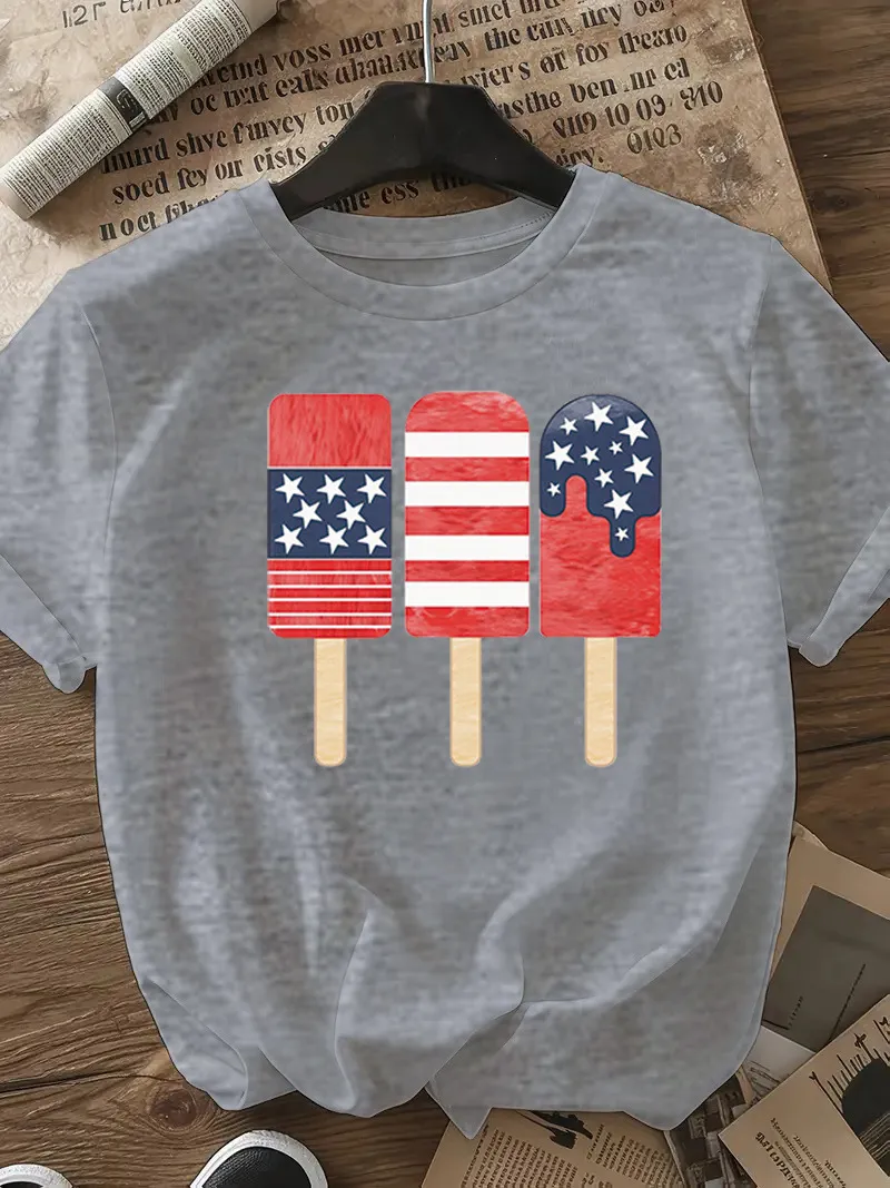 Women's T-shirt Short Sleeve T-Shirts Casual Ice Sucker Star Stripe display picture 24