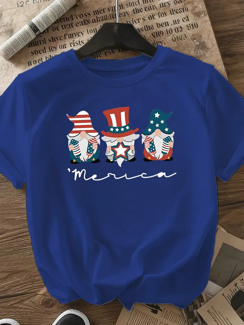 Women's T-shirt Short Sleeve T-Shirts Casual Cute Human Star Stripe display picture 17