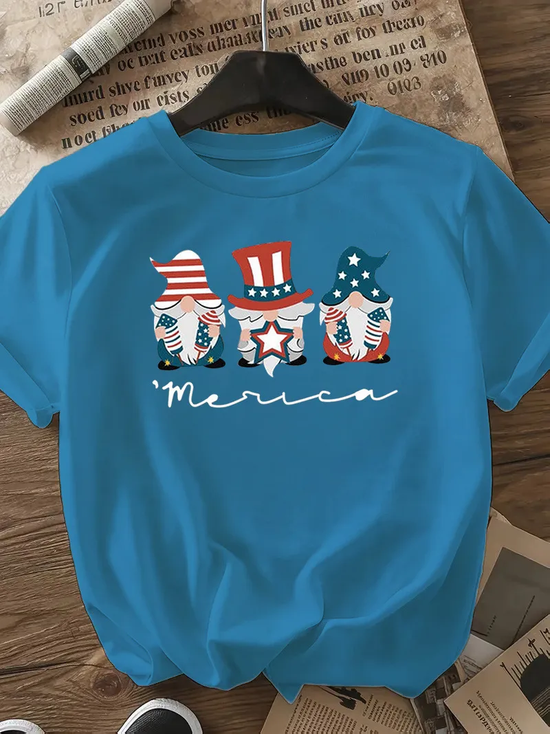 Women's T-shirt Short Sleeve T-Shirts Casual Cute Human Star Stripe display picture 15