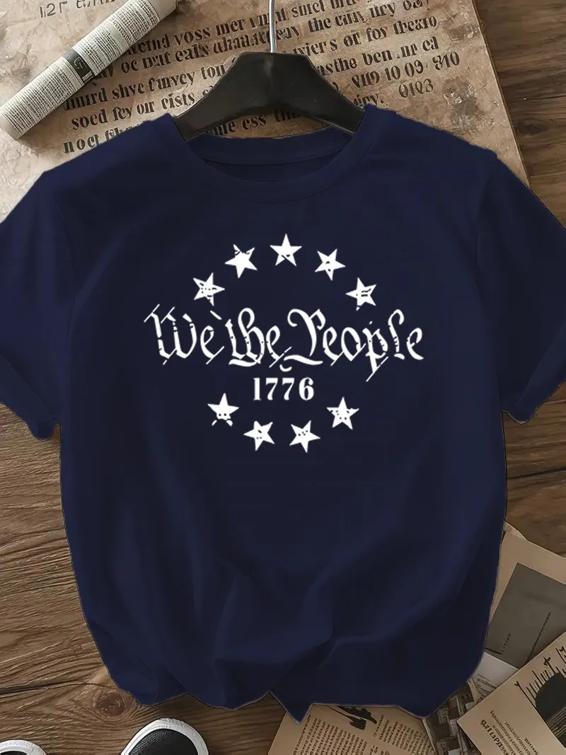 Women's T-shirt Short Sleeve T-Shirts Casual Slogan Number Star display picture 16