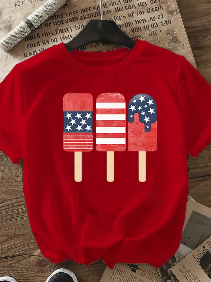 Women's T-shirt Short Sleeve T-Shirts Casual Ice Sucker Star Stripe display picture 21