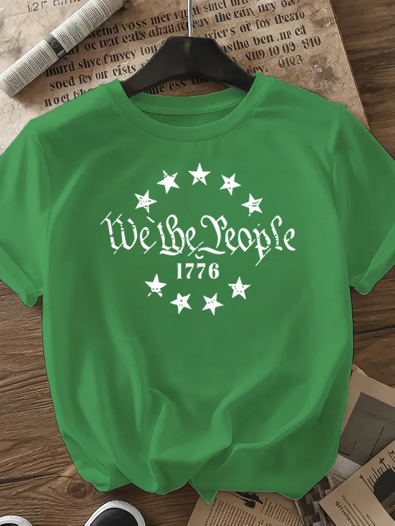 Women's T-shirt Short Sleeve T-Shirts Casual Slogan Number Star display picture 17