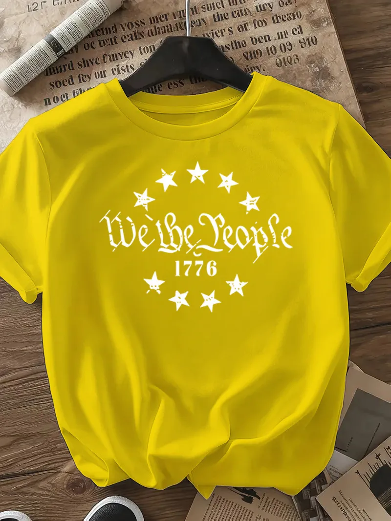 Women's T-shirt Short Sleeve T-Shirts Casual Slogan Number Star display picture 18
