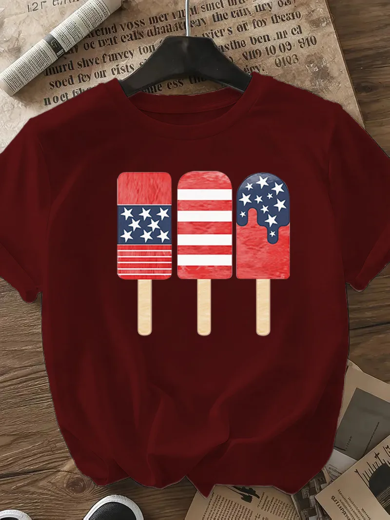 Women's T-shirt Short Sleeve T-Shirts Casual Ice Sucker Star Stripe display picture 28