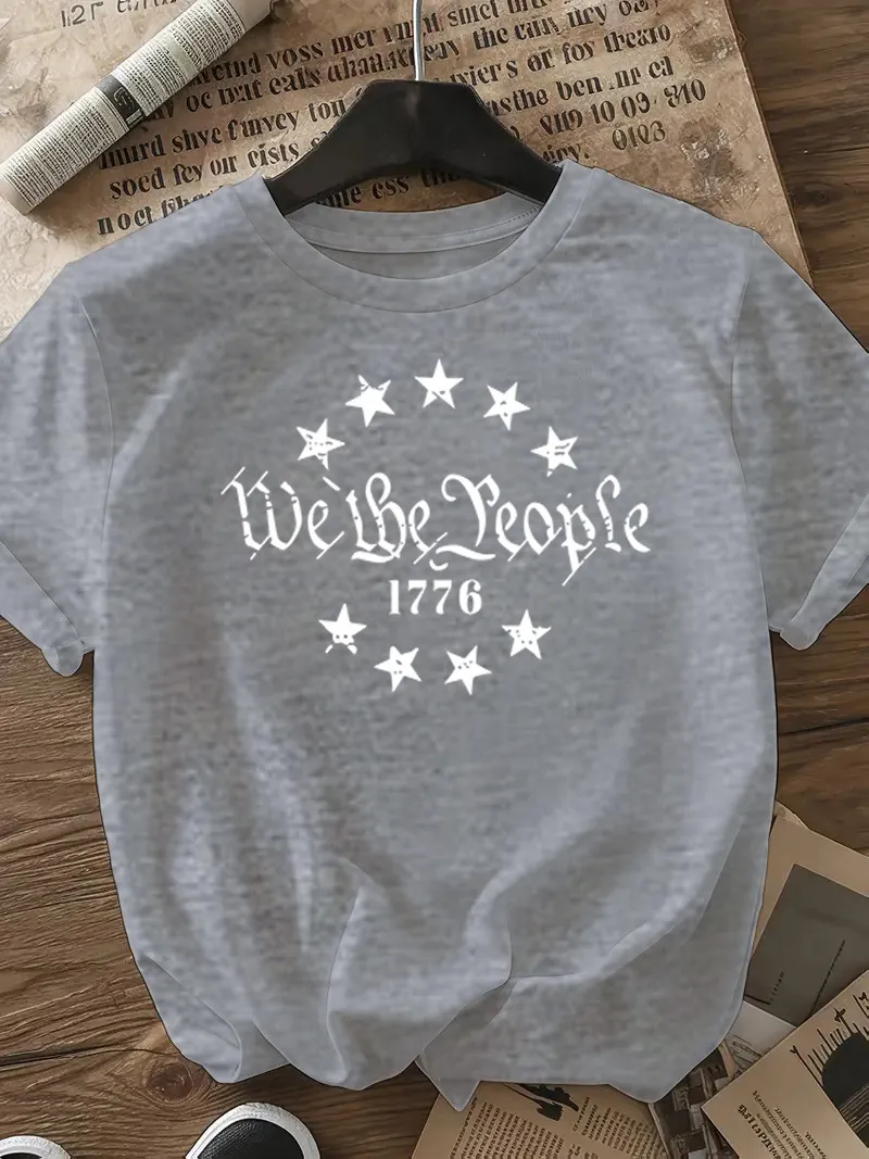 Women's T-shirt Short Sleeve T-Shirts Casual Slogan Number Star display picture 22