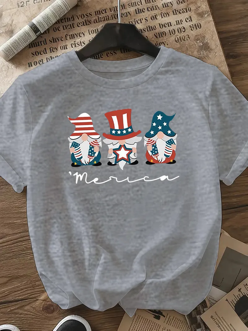 Women's T-shirt Short Sleeve T-Shirts Casual Cute Human Star Stripe display picture 19