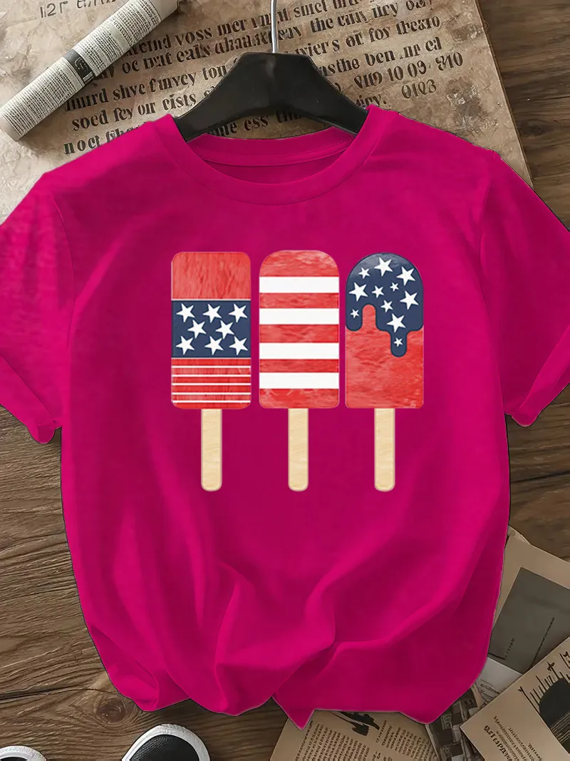 Women's T-shirt Short Sleeve T-Shirts Casual Ice Sucker Star Stripe display picture 27