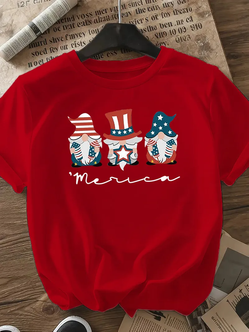 Women's T-shirt Short Sleeve T-Shirts Casual Cute Human Star Stripe display picture 27