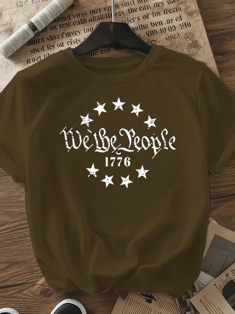 Women's T-shirt Short Sleeve T-Shirts Casual Slogan Number Star display picture 26