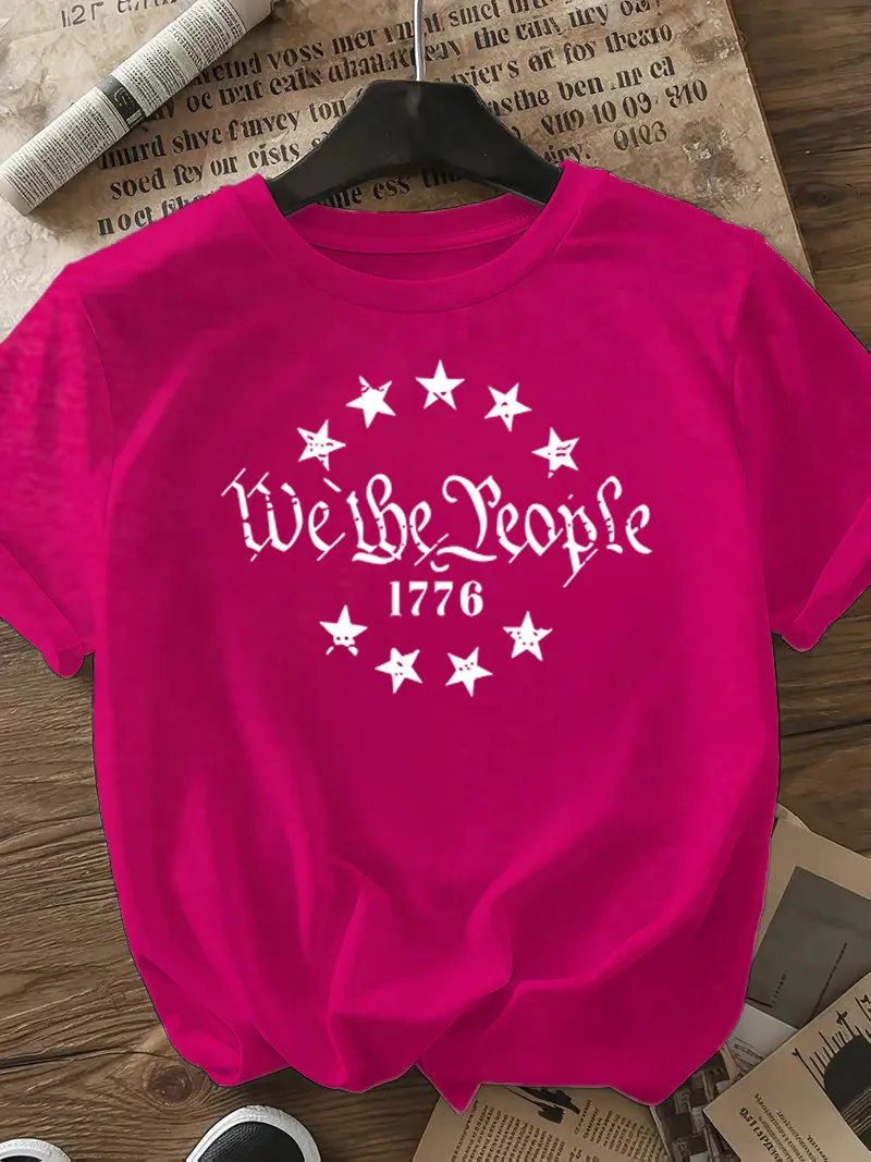 Women's T-shirt Short Sleeve T-Shirts Casual Slogan Number Star display picture 20
