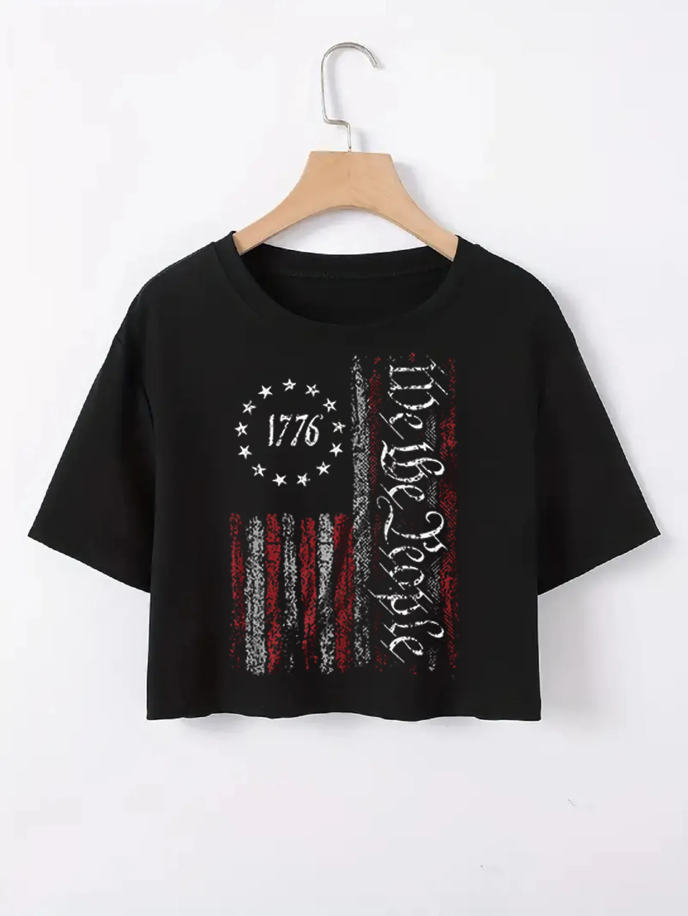 Women's T-shirt Short Sleeve T-Shirts Casual Slogan Star Stripe display picture 6