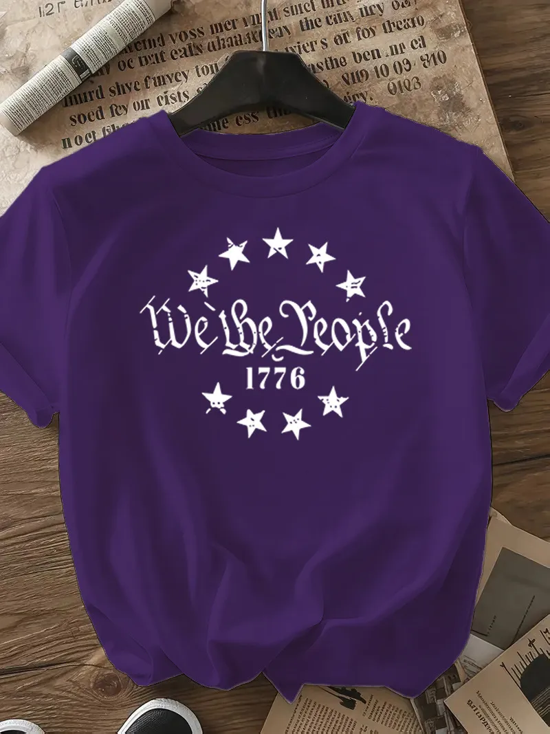 Women's T-shirt Short Sleeve T-Shirts Casual Slogan Number Star display picture 25