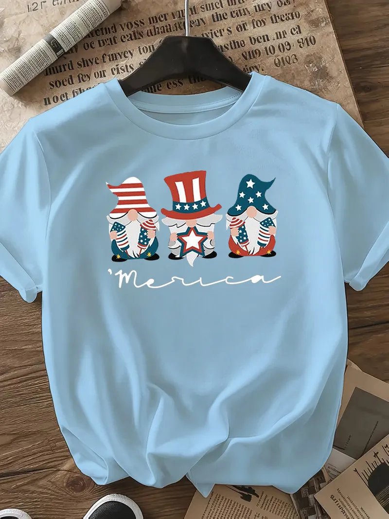 Women's T-shirt Short Sleeve T-Shirts Casual Cute Human Star Stripe display picture 22