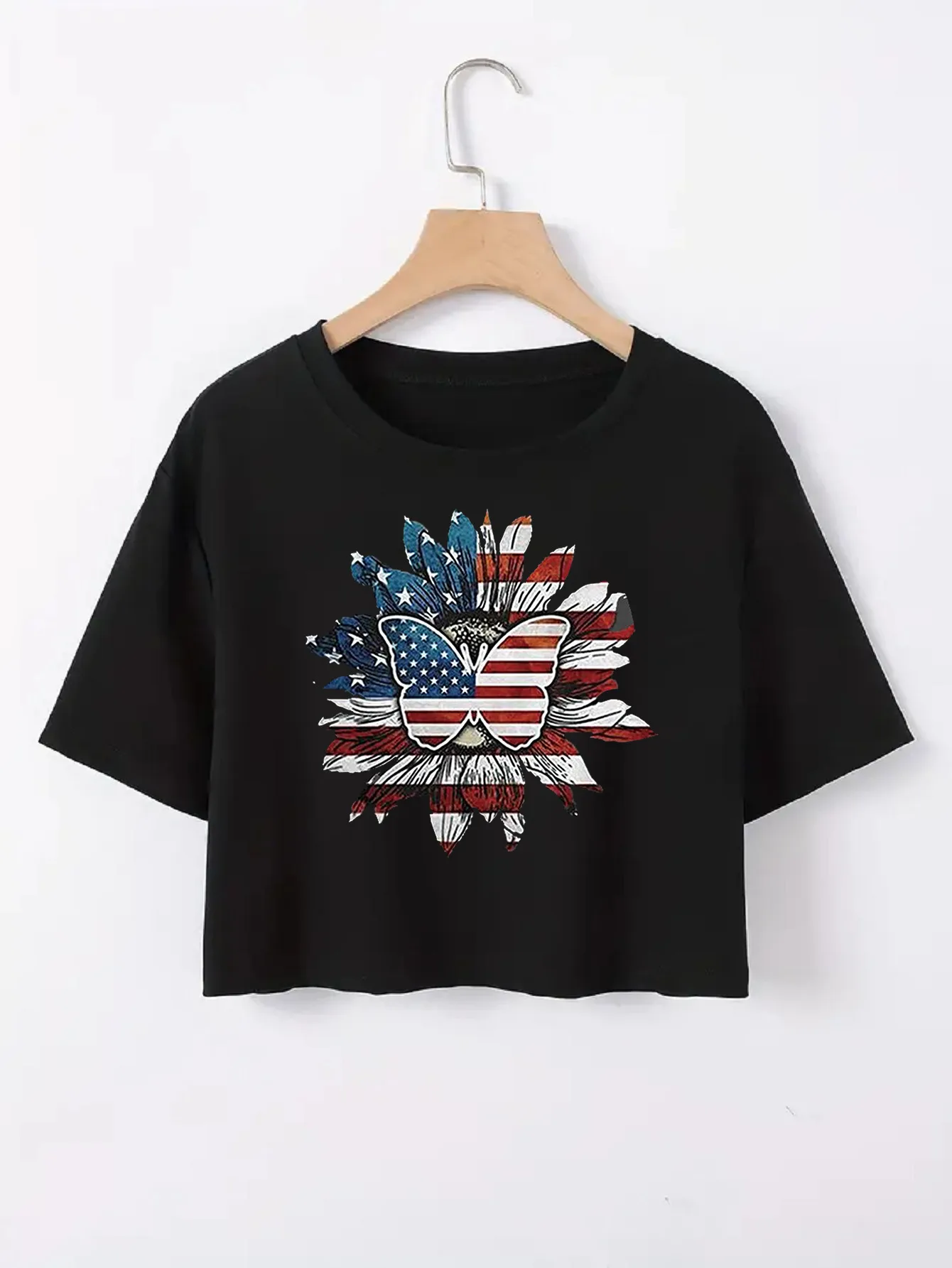 Women's T-shirt Short Sleeve T-Shirts Casual Slogan Star Stripe display picture 10