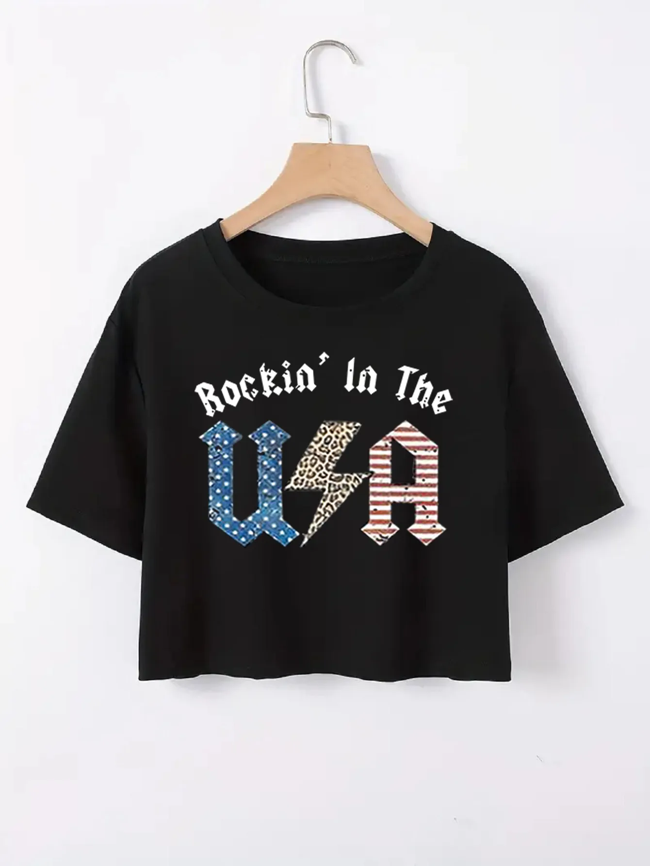 Women's T-shirt Short Sleeve T-Shirts Casual Slogan Star Stripe display picture 11