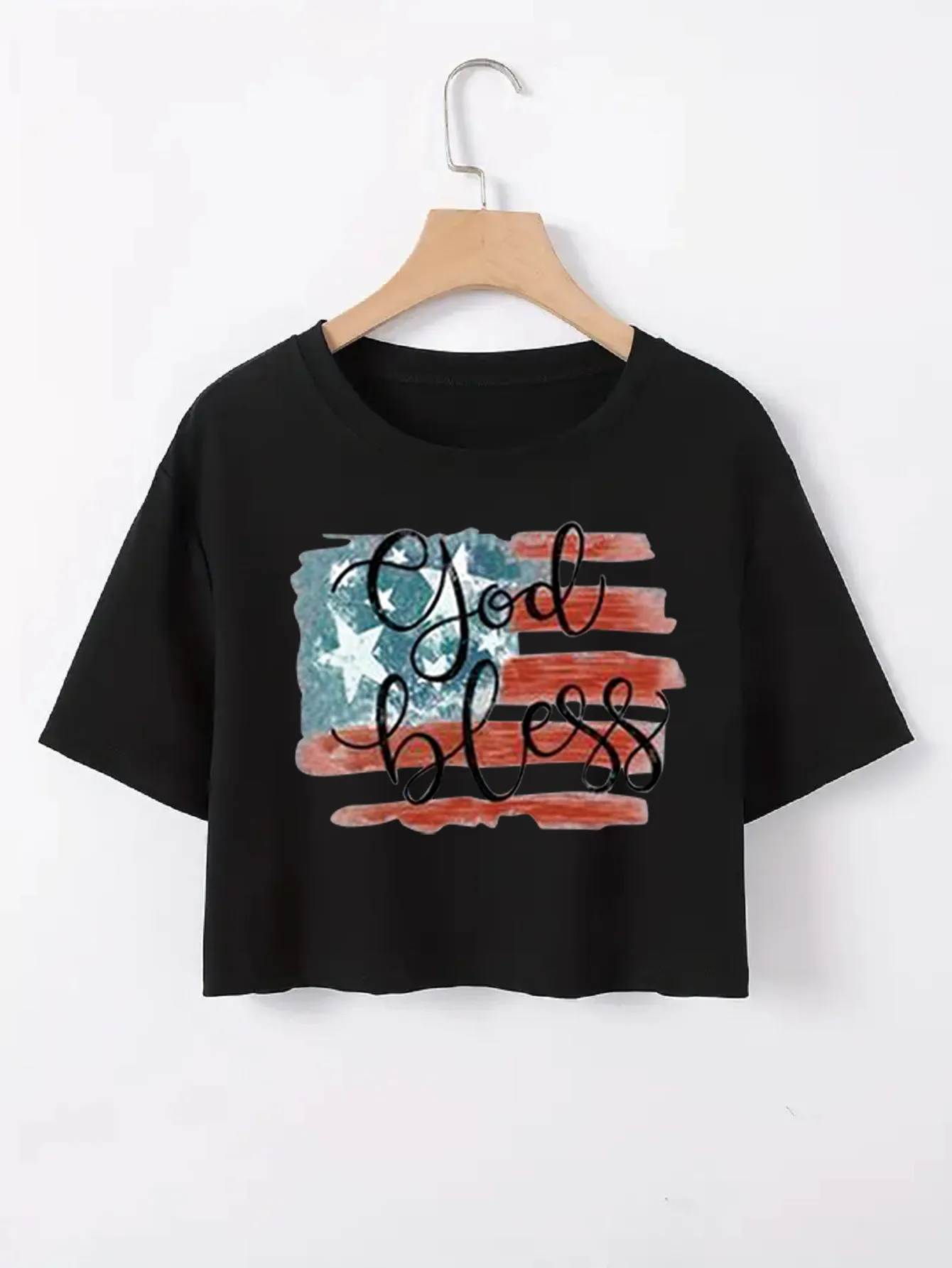Women's T-shirt Short Sleeve T-Shirts Casual Slogan Star Stripe display picture 20