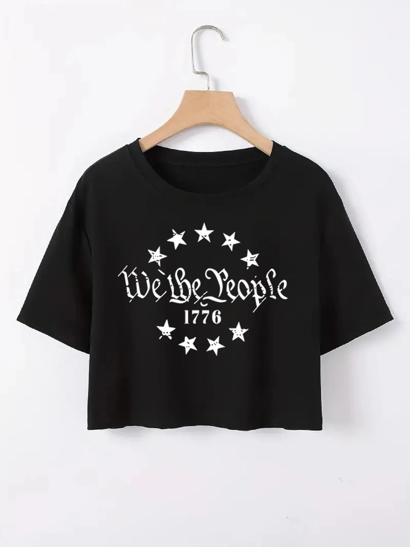 Women's T-shirt Short Sleeve T-Shirts Casual Slogan Star Stripe display picture 17