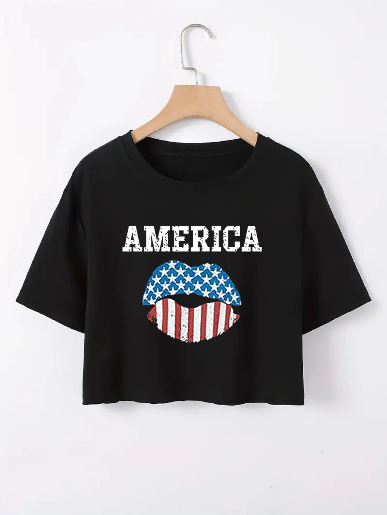 Women's T-shirt Short Sleeve T-Shirts Casual Slogan Star Stripe display picture 21