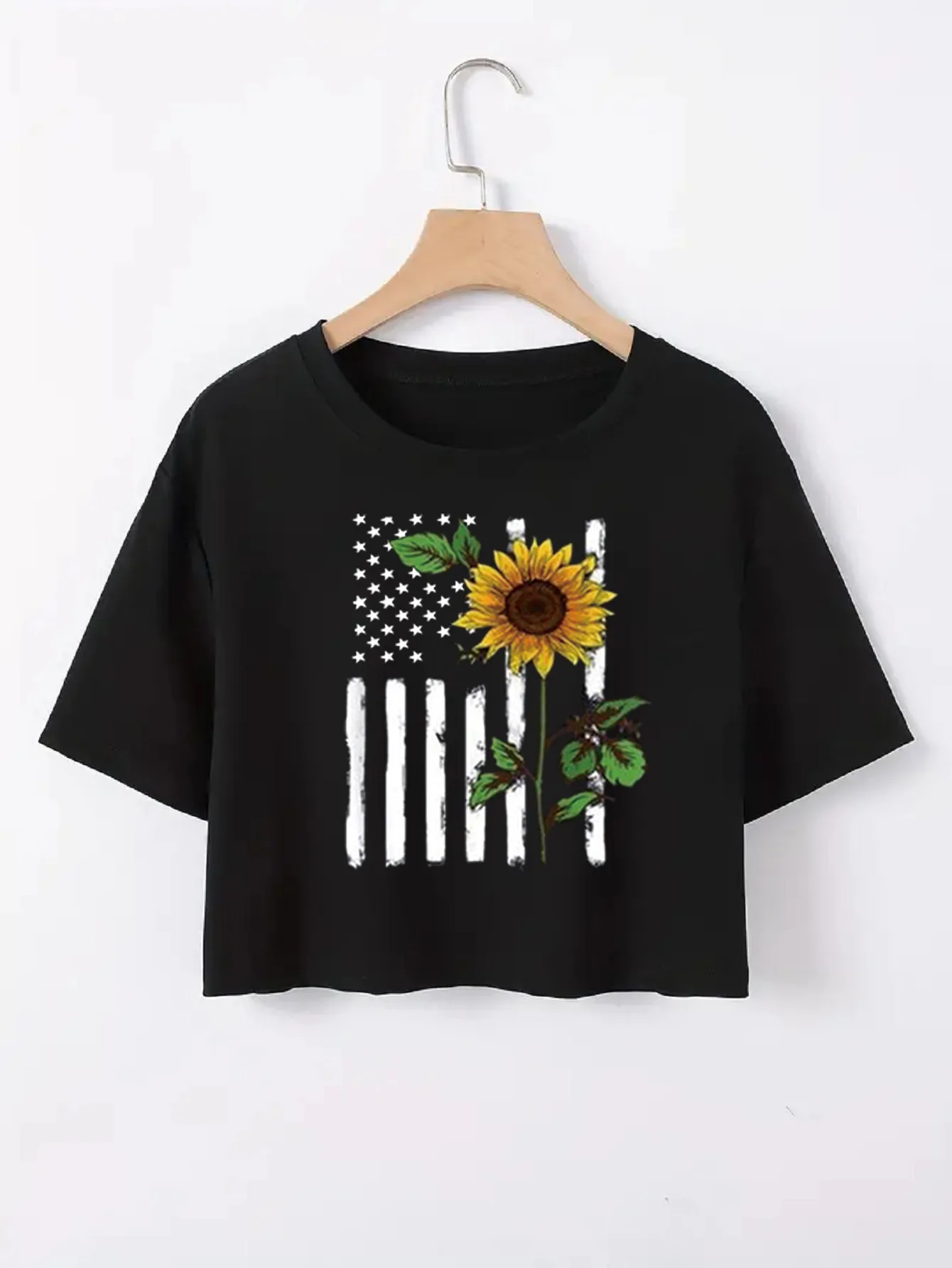 Women's T-shirt Short Sleeve T-Shirts Casual Slogan Star Stripe display picture 16