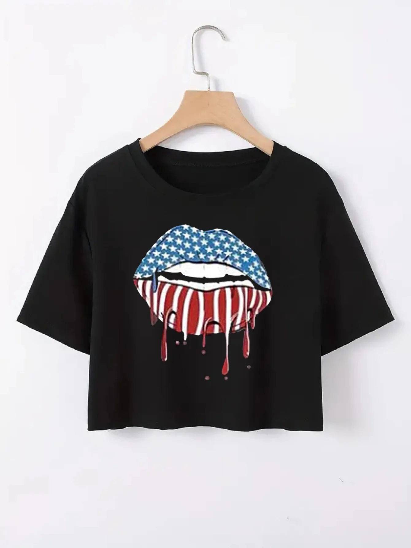 Women's T-shirt Short Sleeve T-Shirts Casual Slogan Star Stripe display picture 18