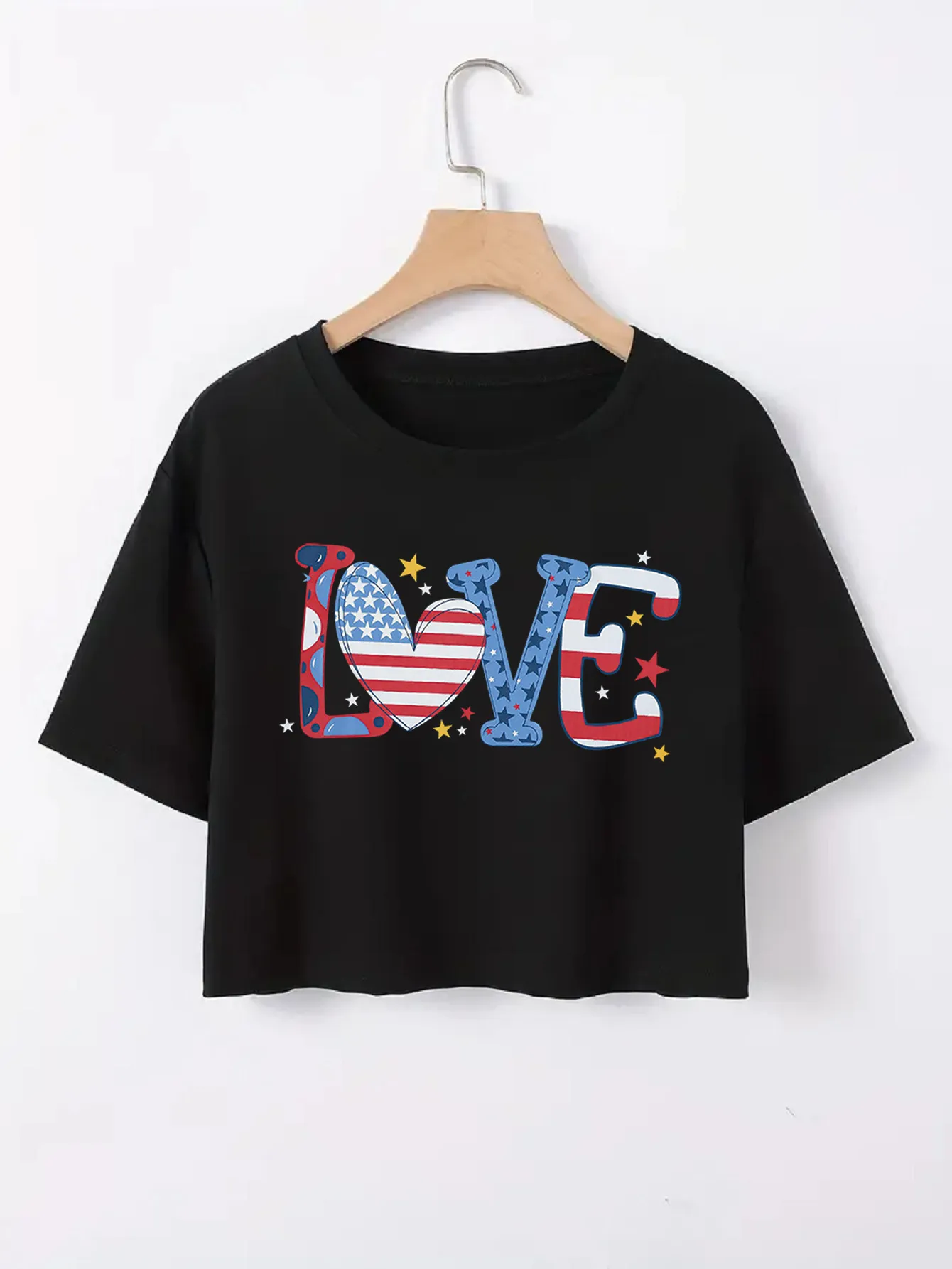 Women's T-shirt Short Sleeve T-Shirts Casual Slogan Star Stripe display picture 23